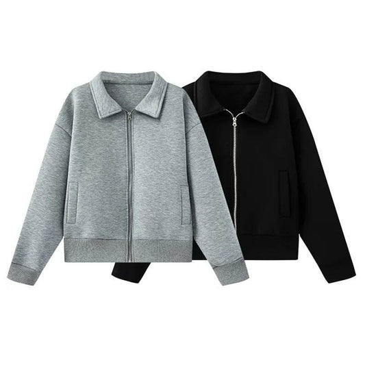 European And American Style Lapel Loose Cardigan Coat Female Casual Jacket Top - Velora