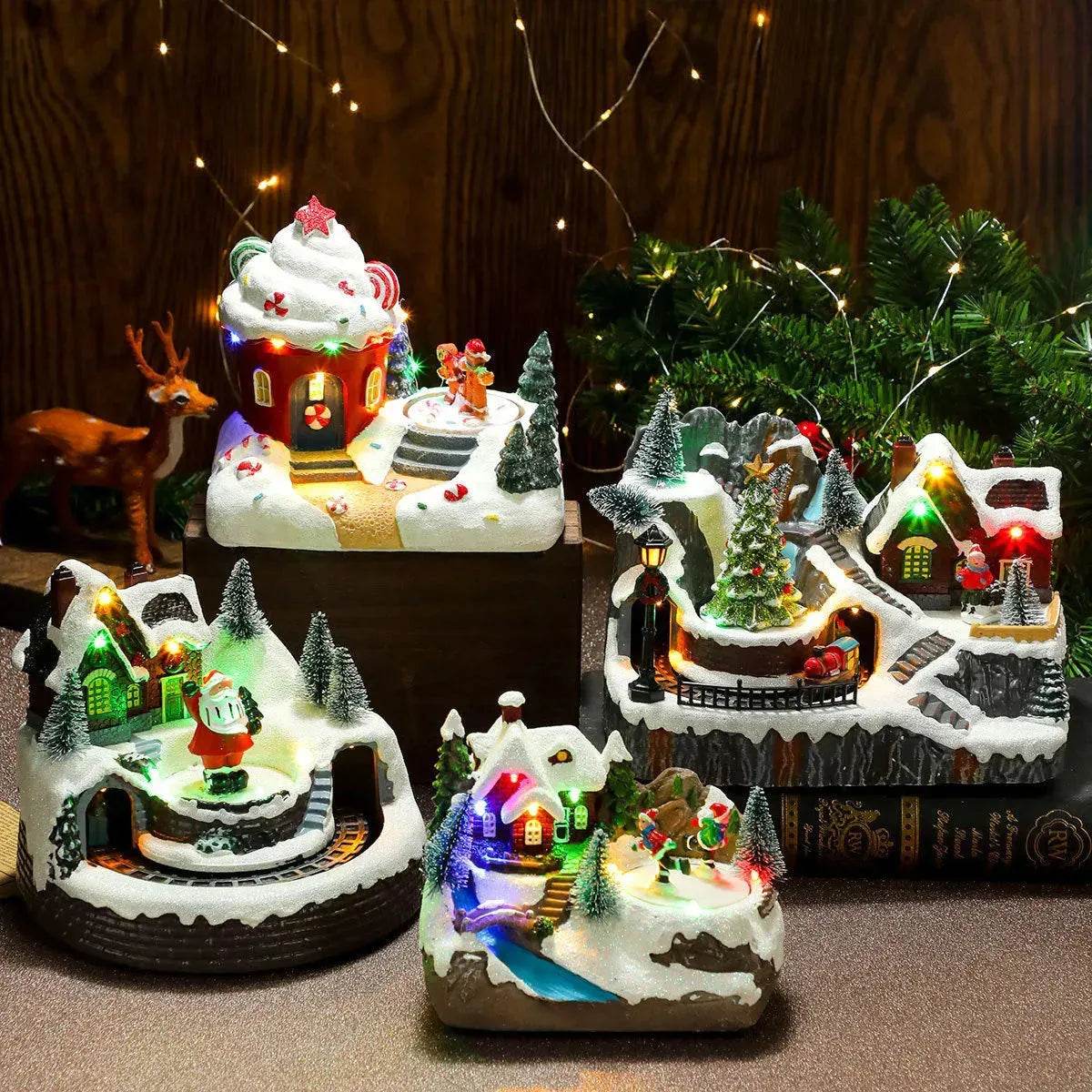 Christmas Rotating Resin Luminous Music Box Ornaments - Velora