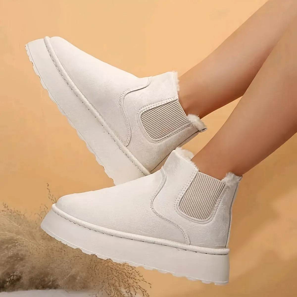 Winter Snow Boots Fashion Flat Thick-soled Cotton Shoes Round Toe Warm Plush Ankle Boot For Women - Velora