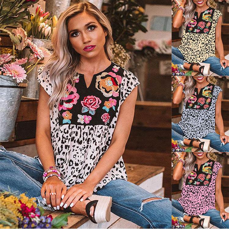 Women Casual Spring Summer Beach V Neck blouse top - Velora