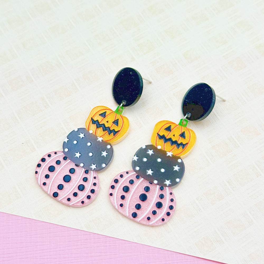 Halloween Day Ornament Colorful Ghost Eyes Funny Acrylic Earrings For Women - Velora