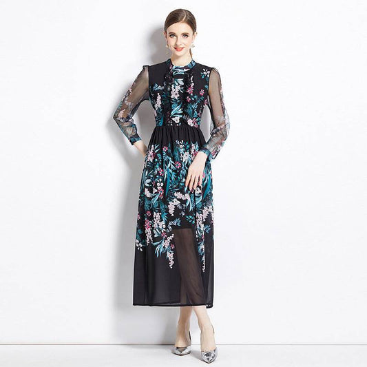Black Shivering Elegant Socialite Waist-tight Elegant Dress - Velora