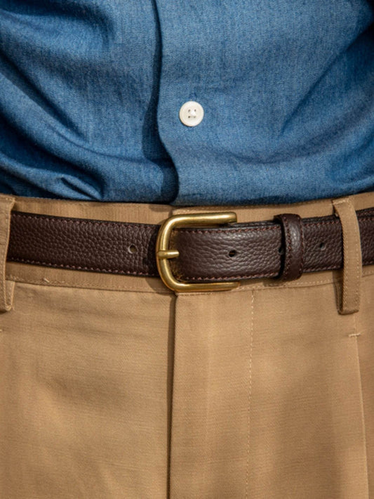 Men's And Women's Belt Lychee Pattern Calfskin - Velora