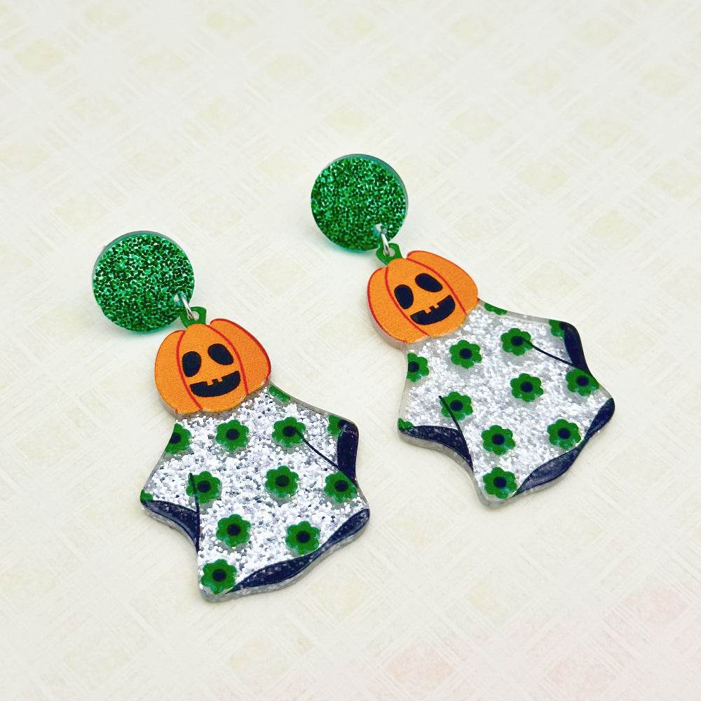 Halloween Day Ornament Colorful Ghost Eyes Funny Acrylic Earrings For Women - Velora