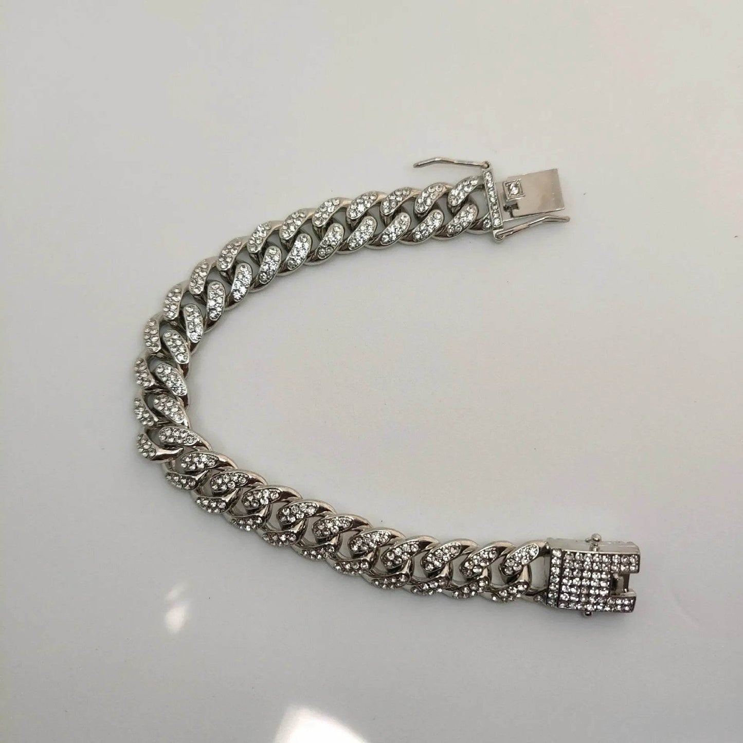 Alloy Line Cuban Link Chain Diamond Bracelet - Velora