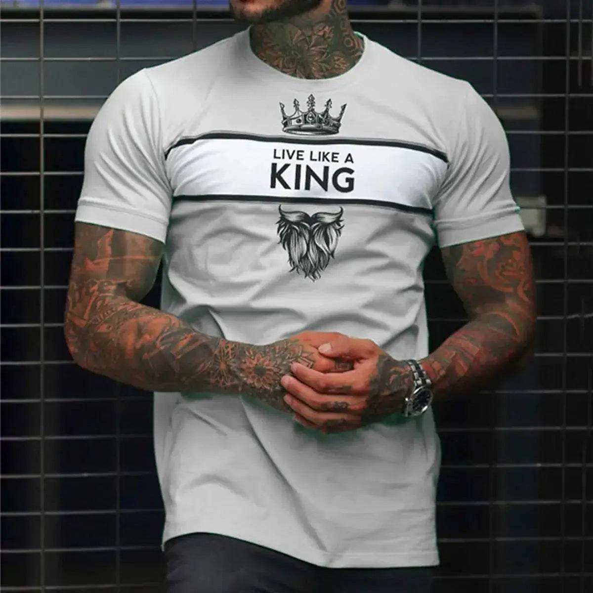 Men's Casual 3D Digital Printed Round Neck Short Sleeved Shirt - Velora