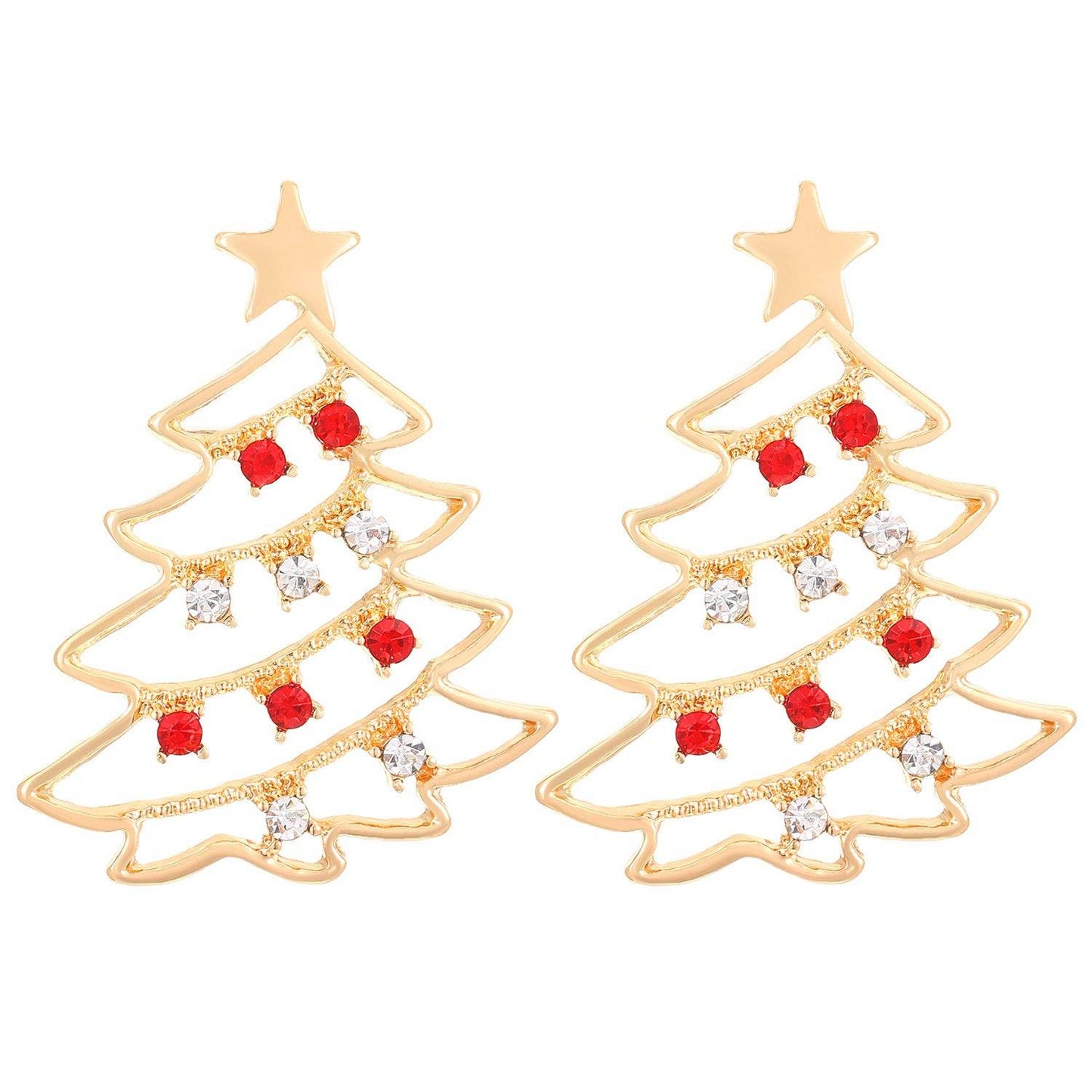 Christmas Earrings With Christmas Tree Colorful Zircon Christmas Tree Earrings For Women Personality Earrings Party Jewelry Christmas Gift - Velora