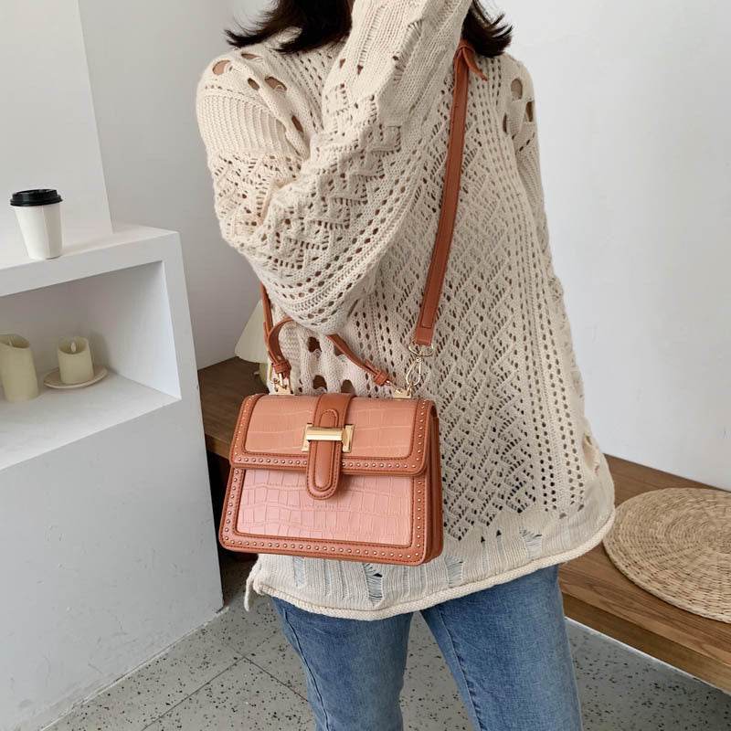 Women Fashion Rivet Leather crossbody Bag for Women Flap Handbag - Velora