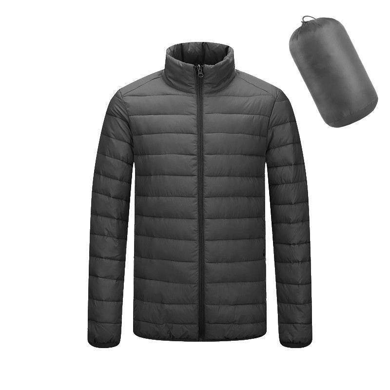 Men's Lightweight Hooded Coat Winter Warm Solid Color Zipper Jacket Fashion Portable Outerwear Top Clothing - Velora