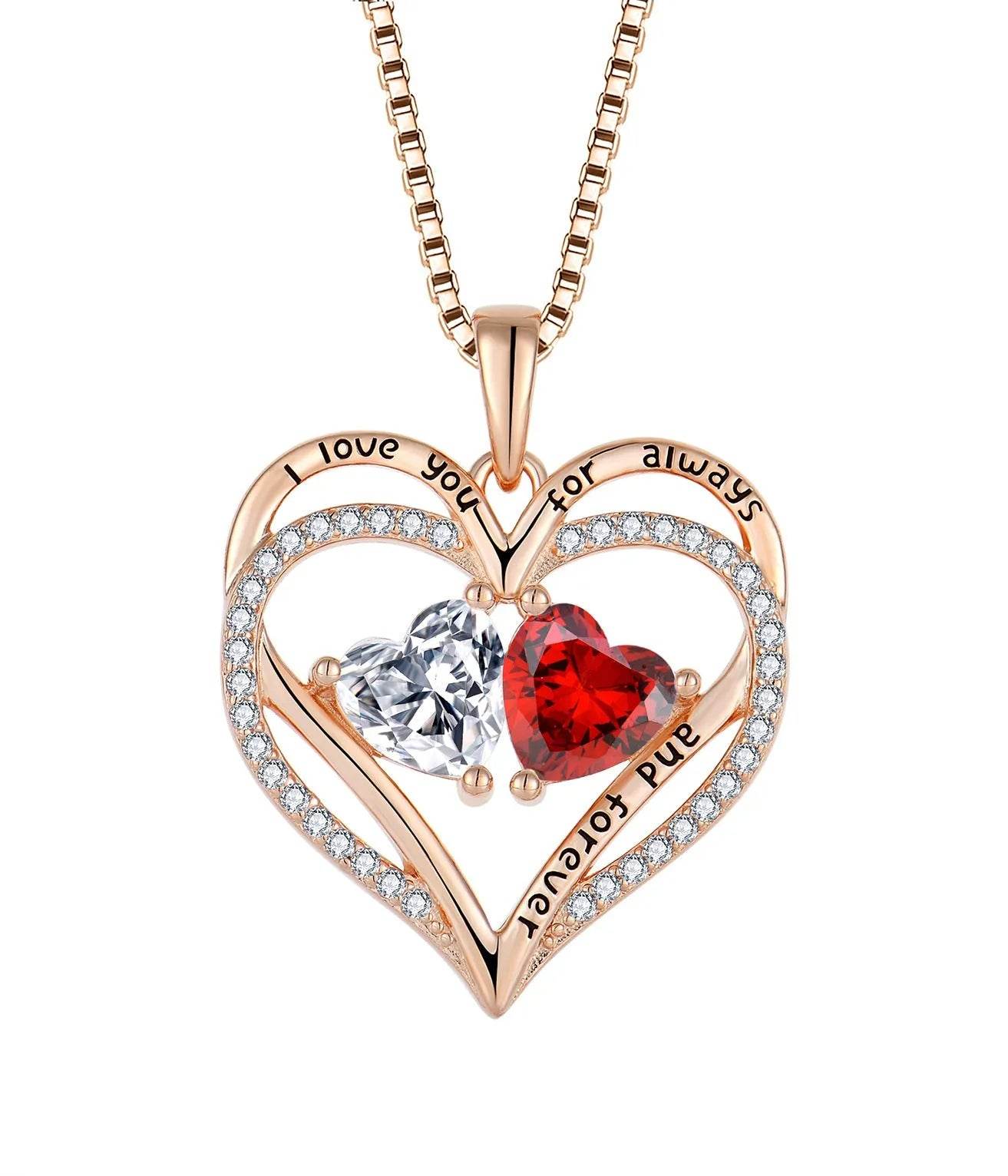 S925 Silver Double Love Necklace With Rhinestones Fashion Personality Heart-shaped Necklace Valentine's Day Gift - Velora
