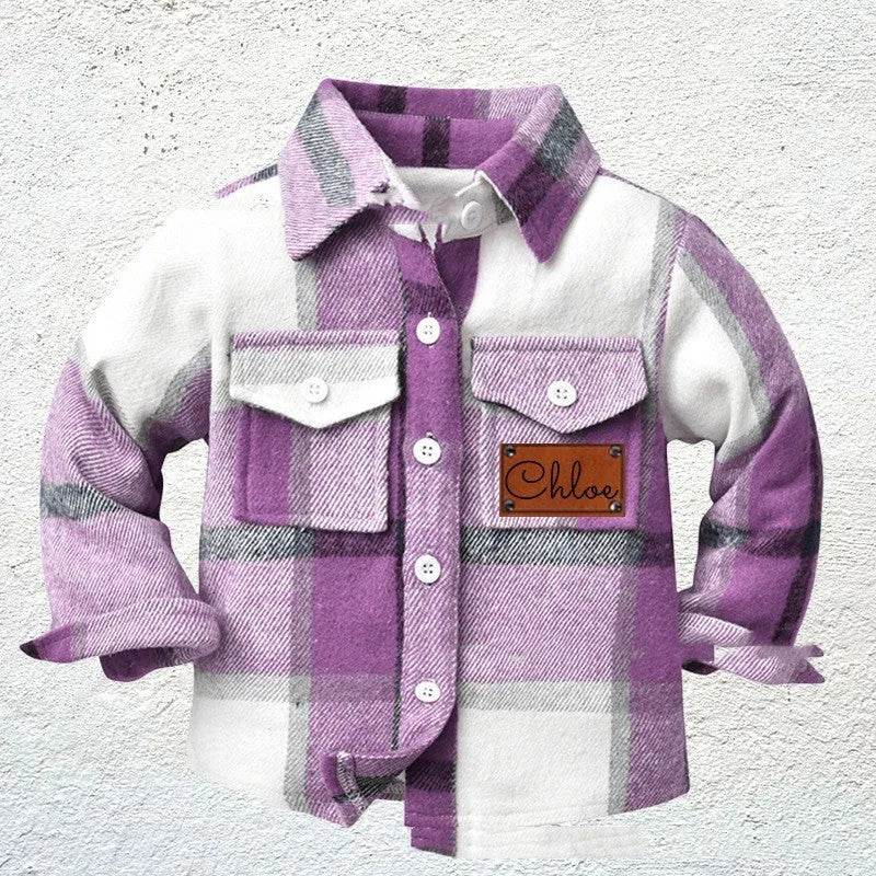 Baby Boy Cashmere Flannel Checkered button Shirt jacket kids - Velora