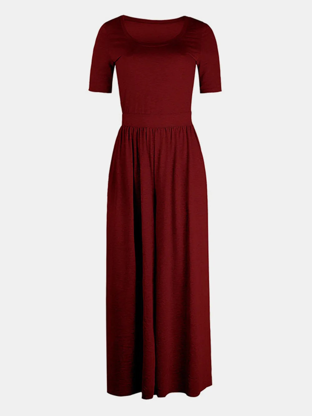 Scoop Neck Short Sleeve Jumpsuit - Velora