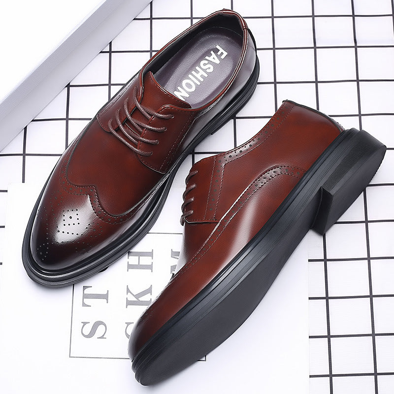 New Men's Brogue Leather Business Casual British Formal Leather Shoes - Velora