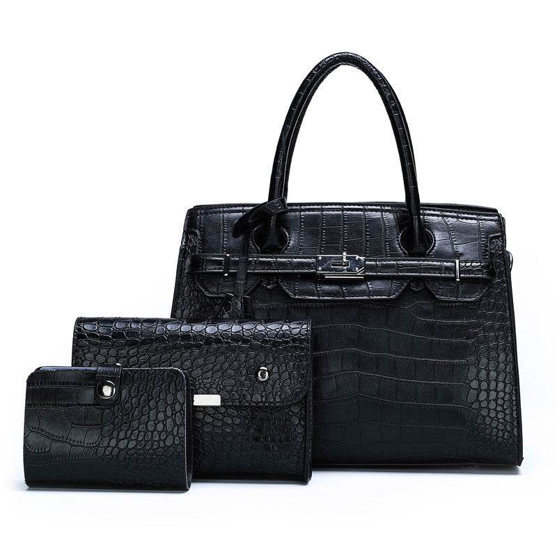 Crocodile Pattern New Fashion 3 in 1 cooperate Work leather Handbag - Velora