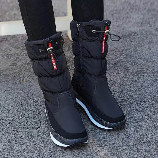 Winter boots New Plus Velvet Thick Cotton Shoes Thermal Middle Tube Waterproof Non-slip Boots - Velora