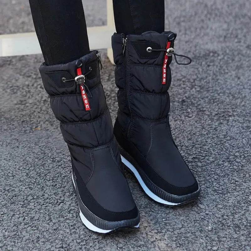 Winter boots New Plus Velvet Thick Cotton Shoes Thermal Middle Tube Waterproof Non-slip Boots - Velora
