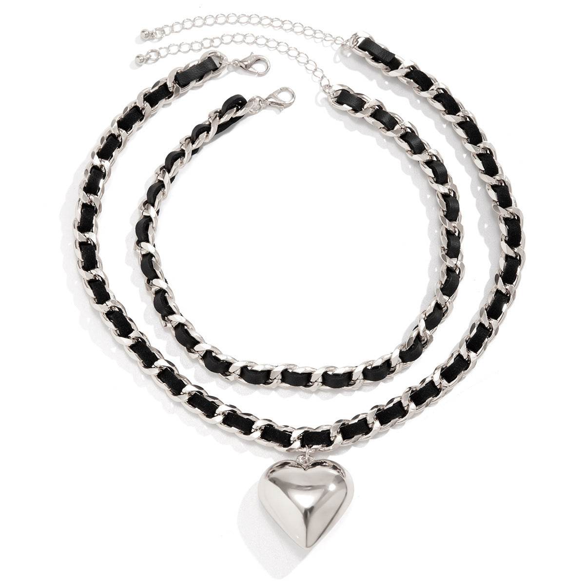 Big Love Double-layer Chains Design Necklace Women Street Punk Style Necklace Fashion Jewelry - Velora
