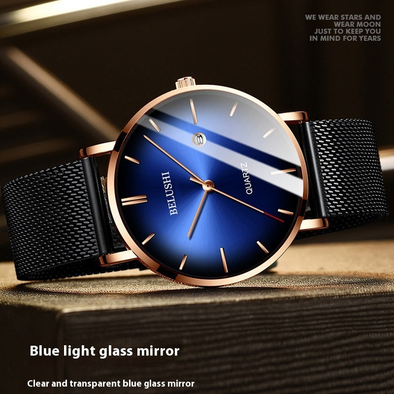 Blue Light Ultra-thin Fashion Men's Waterproof Quartz Watch