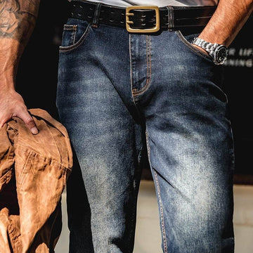 Denim Cotton Men's Vintage Denim Washed Straight Jeans pant