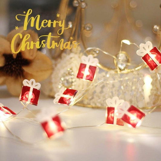 Christmas Gift Bell Christmas Tree Elk Maple Leaf Crutch Christmas Decoration Fastener Copper Wire Lamp Christmas Decoration For Home - Velora