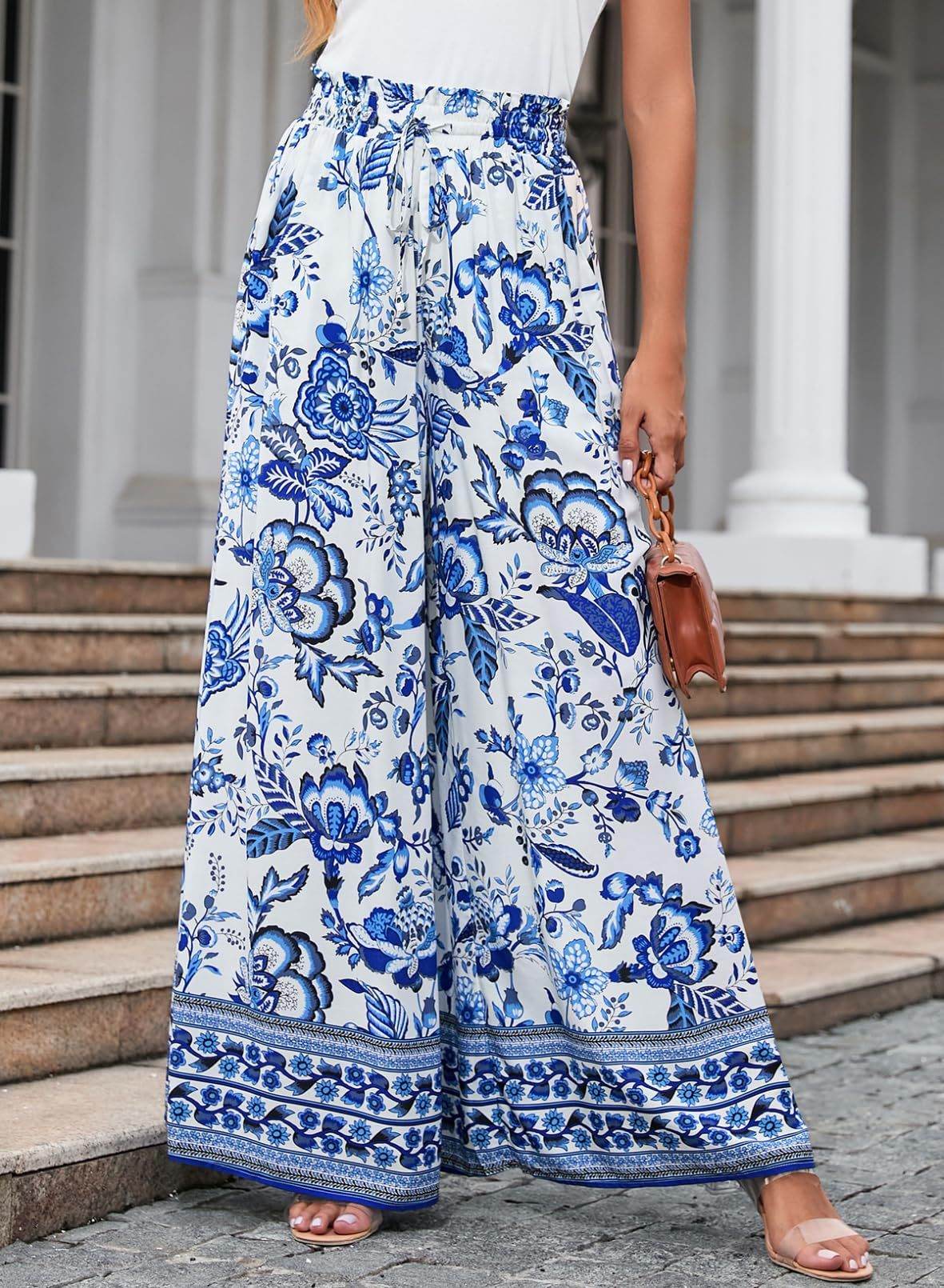 Printed Comfortable Casual High Waist Wide-leg Floral Palazzo Trousers women - Velora