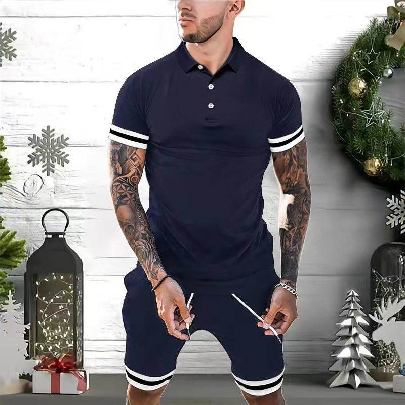 Mens Short Sets 2 Piece Outfits Polo Shirt Fashion Summer Tracksuits Casual Set Short Sleeve And Shorts Set For Men - Velora