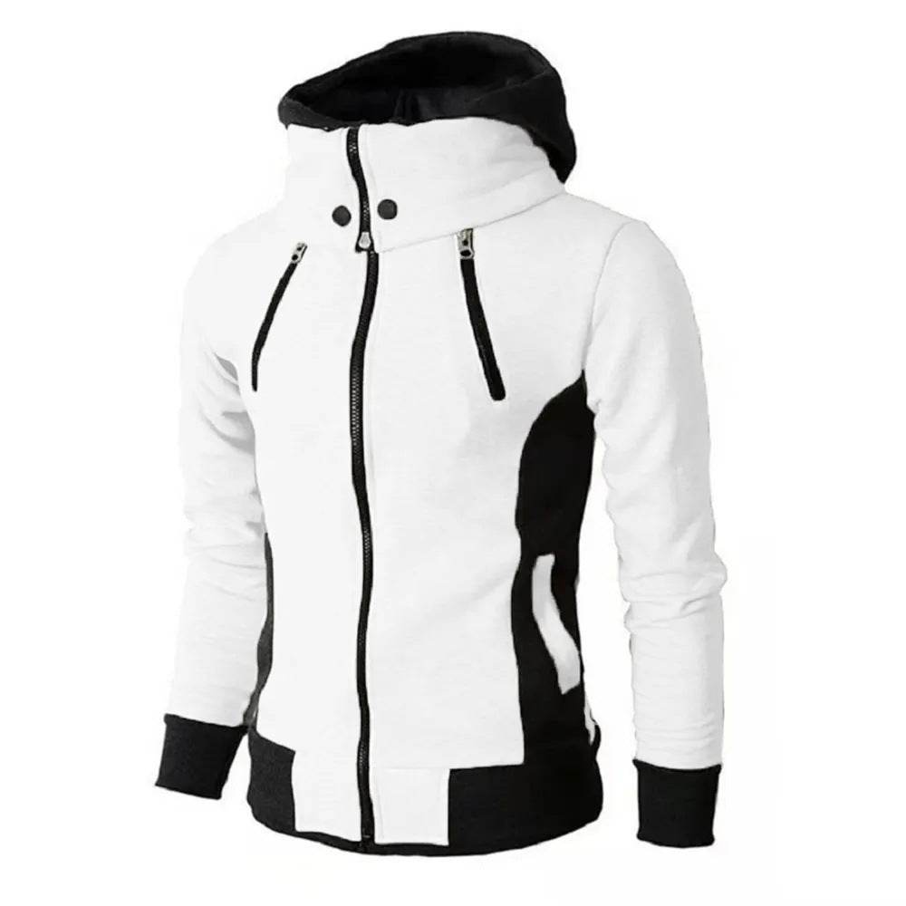 Men's Zip UP Hooded Jacket Fake Two Piece Sports Cardigan Casual Slim Sweatshirt Jacket - Velora