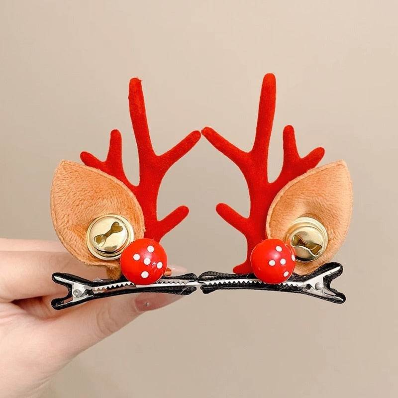 Mori Style Deer Hairpin A Pair Of Hairclips Children's Cute Christmas Headband - Velora