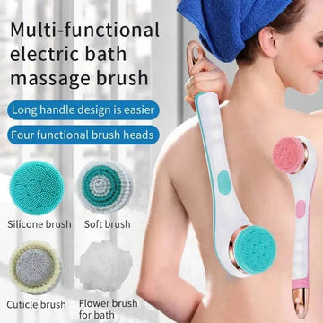 Electric Body Scrubber Brush – Silicone Back Scrubber USB Rechargeable with 4 Brush Heads