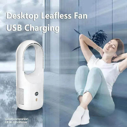 Electric Bladeless Fan Cooler Desktop Portable Usb Rechargable Air Cooling Fan Wireless Led Display Silent 360 Circulation - Velora
