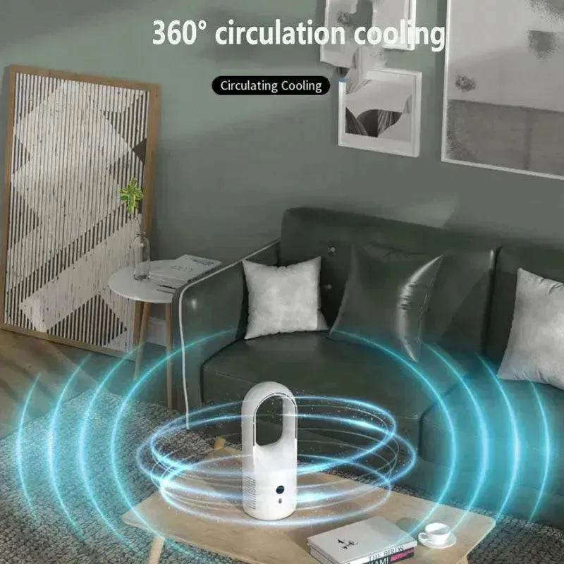 Electric Bladeless Fan Cooler Desktop Portable Usb Rechargable Air Cooling Fan Wireless Led Display Silent 360 Circulation - Velora