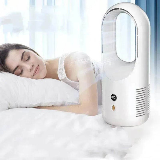 Electric Bladeless Fan Cooler Desktop Portable Usb Rechargable Air Cooling Fan Wireless Led Display Silent 360 Circulation - Velora