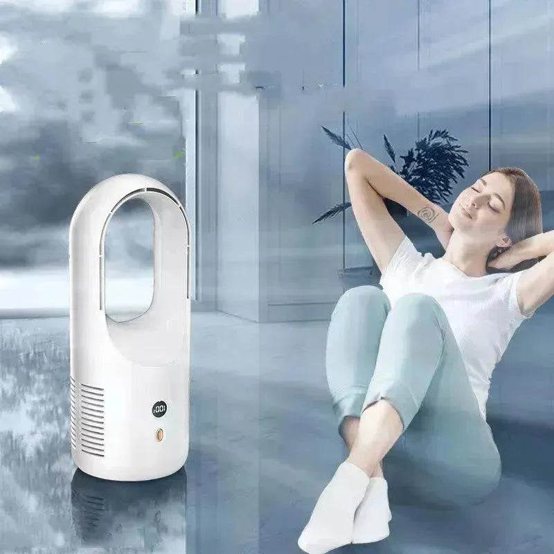 Electric Bladeless Fan Cooler Desktop Portable Usb Rechargable Air Cooling Fan Wireless Led Display Silent 360 Circulation - Velora