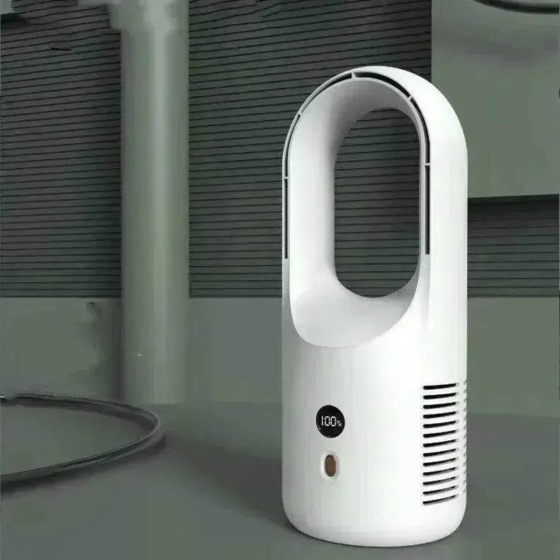 Electric Bladeless Fan Cooler Desktop Portable Usb Rechargable Air Cooling Fan Wireless Led Display Silent 360 Circulation - Velora