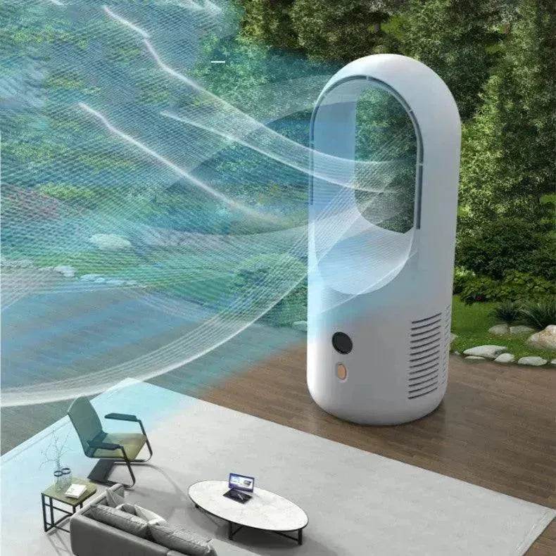 Electric Bladeless Fan Cooler Desktop Portable Usb Rechargable Air Cooling Fan Wireless Led Display Silent 360 Circulation - Velora