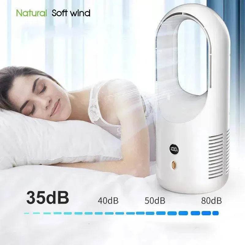Electric Bladeless Fan Cooler Desktop Portable Usb Rechargable Air Cooling Fan Wireless Led Display Silent 360 Circulation - Velora