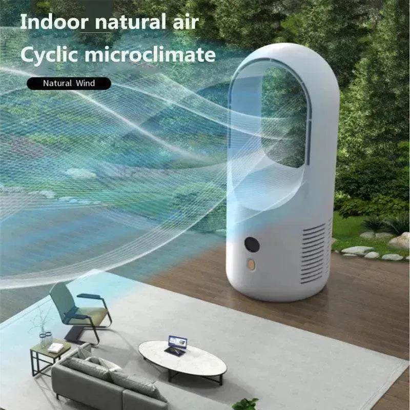 Electric Bladeless Fan Cooler Desktop Portable Usb Rechargable Air Cooling Fan Wireless Led Display Silent 360 Circulation - Velora
