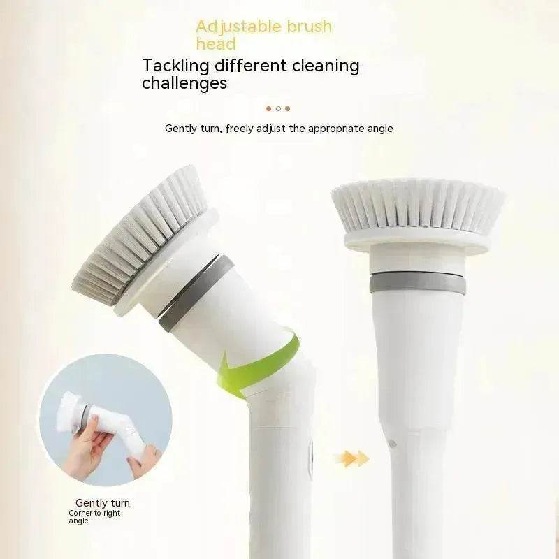 Electric Scrubber Cleaning Wall Long Hadle Elbow Telescopic Multifunction Cleaning Brush - Velora