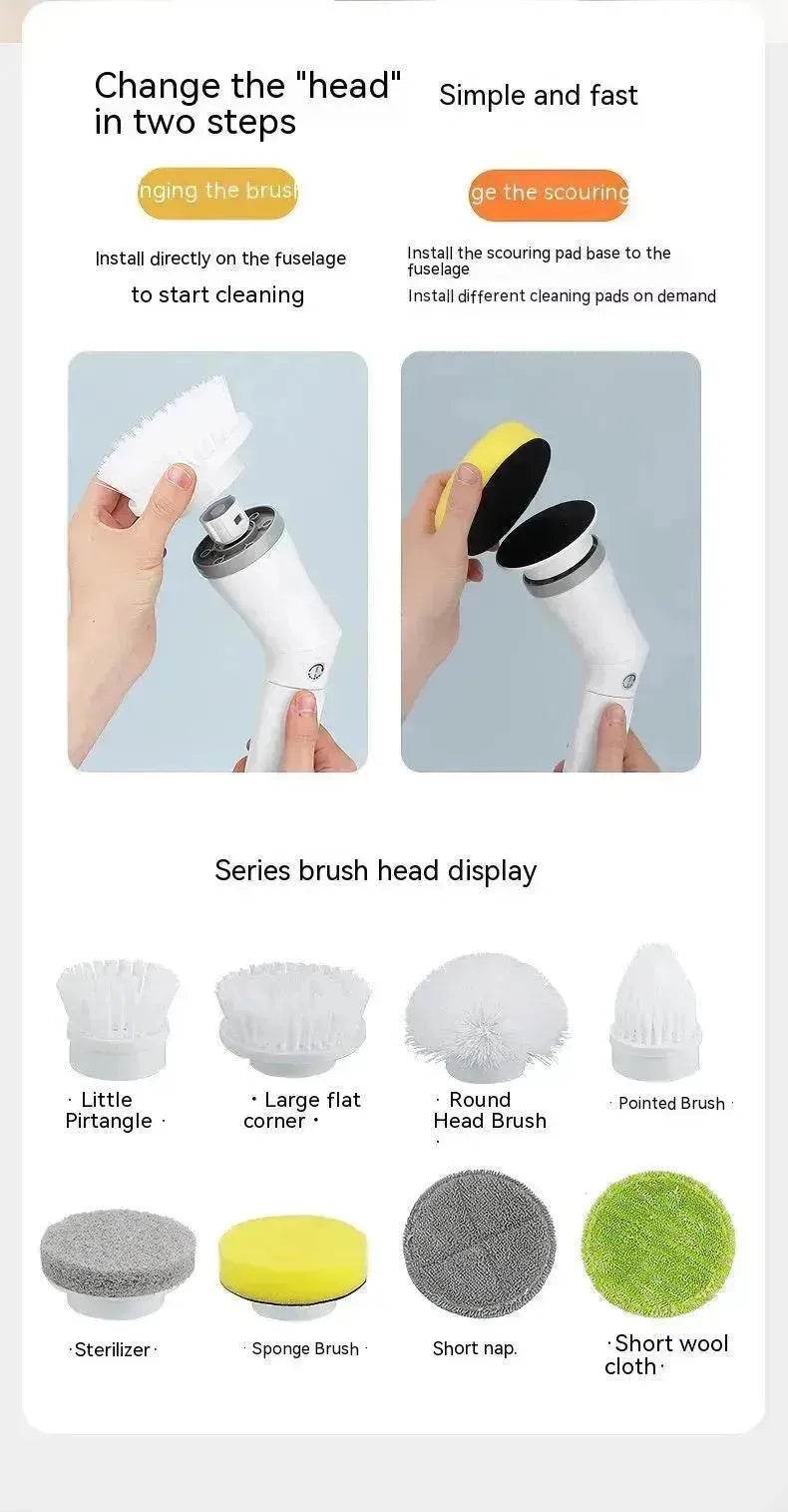 Electric Scrubber Cleaning Wall Long Hadle Elbow Telescopic Multifunction Cleaning Brush - Velora