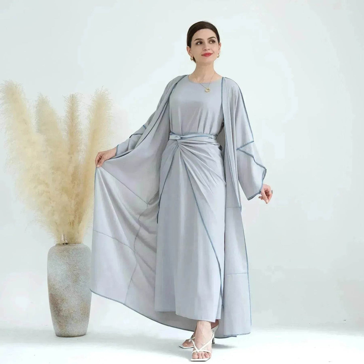 Elegant Base Shawl Skirt Three-piece Set Suit for Arabian Dubai Middle East Women Abaya Dress - Velora