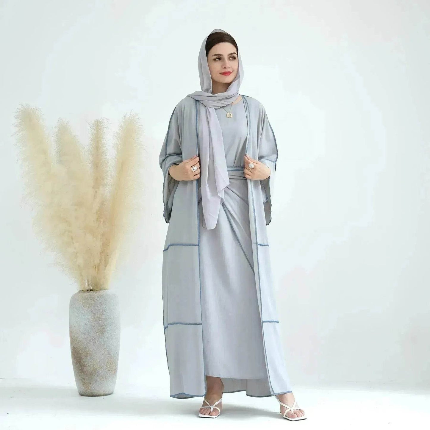 Elegant Base Shawl Skirt Three-piece Set Suit for Arabian Dubai Middle East Women Abaya Dress - Velora
