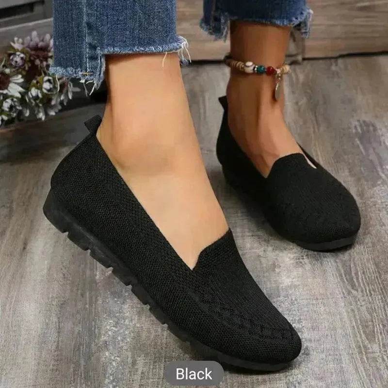 Elegant Casual Mesh Flats Shoes Fashion Solid Color Round Toe Loafers Cozy Lazy Shoes for Women - Velora