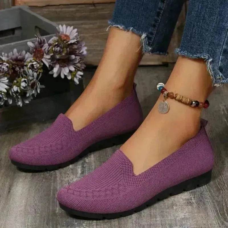 Elegant Casual Mesh Flats Shoes Fashion Solid Color Round Toe Loafers Cozy Lazy Shoes for Women - Velora