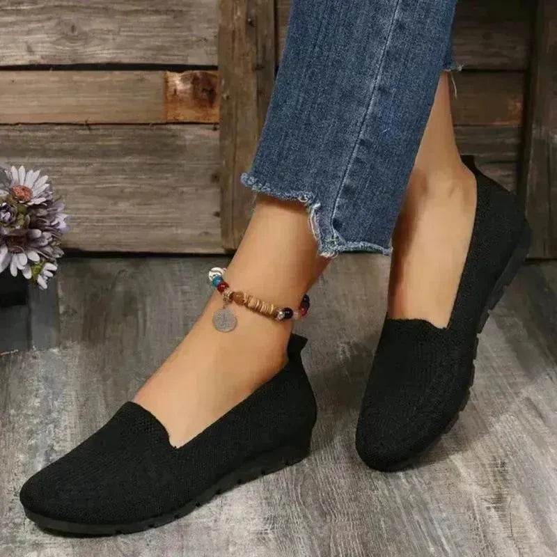 Elegant Casual Mesh Flats Shoes Fashion Solid Color Round Toe Loafers Cozy Lazy Shoes for Women - Velora