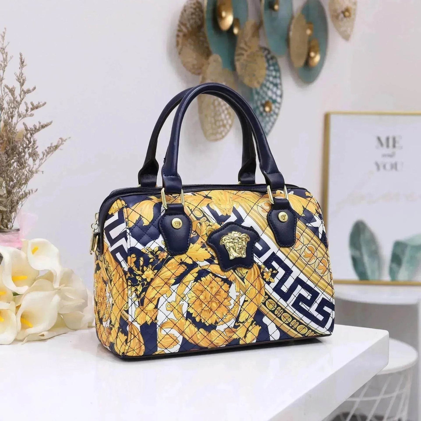 Elegant Explosive Style Ladies Boston Printed PU Leather Vintage Women Handbag - Velora