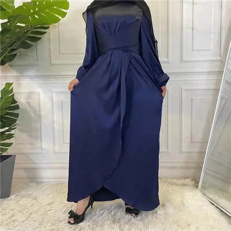 Elegant Solid Color Abaya Dress Robe for Arab Dubai Turkey Middle East Women. - Velora