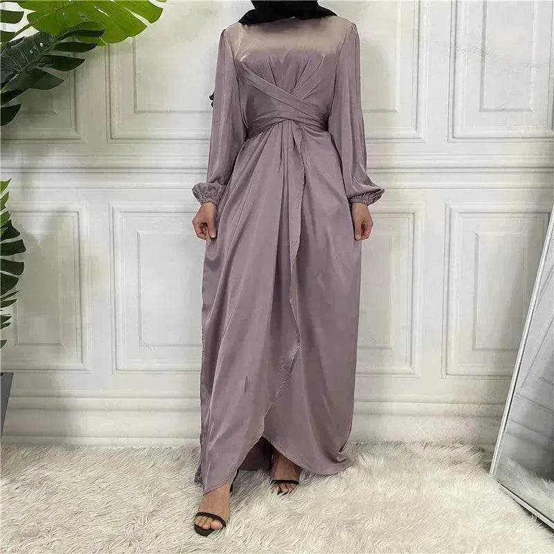 Elegant Solid Color Abaya Dress Robe for Arab Dubai Turkey Middle East Women. - Velora