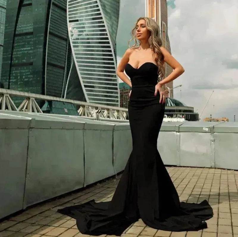 Elegant Strapless Bodycon Dress Bridesmaid Dress Evening Dinner Party Split Long Dress for Women - Velora