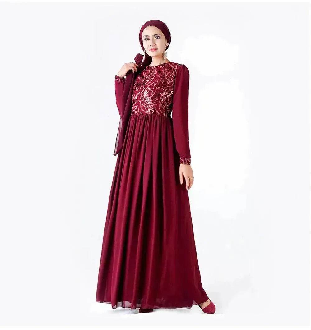 Embroidered Arab  Lace Long Sleeve Dress