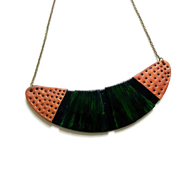 Emerald Green Statement Necklace with Black & Copper Accents - Velora Luxury Fashion